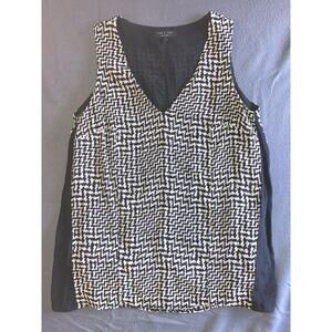 Rag & Bone Silk Sleeveless Double layered Top Black & White Patterned Dressy